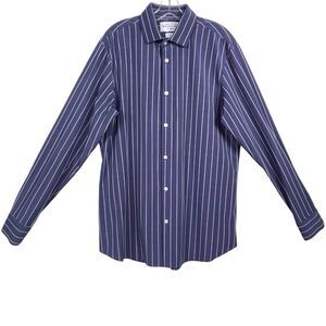 Mizzen+Main Leeward Collection Shirt Size XL Trim Fit Blue Windowpane Stretch